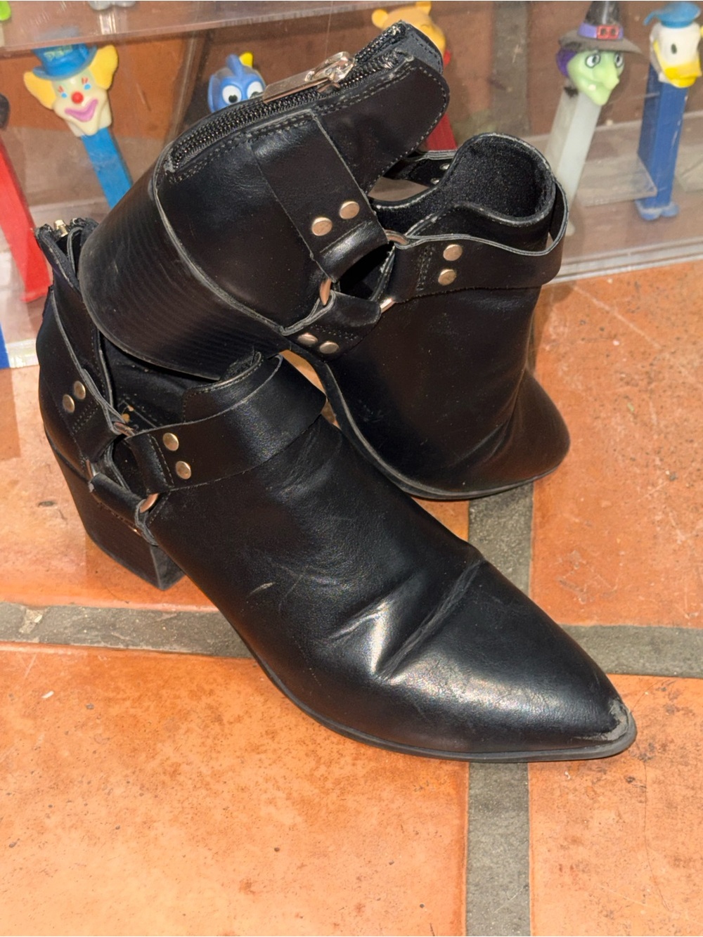 Forever 21 Black Pointed Cutout Ankle Boots with Stud Detail